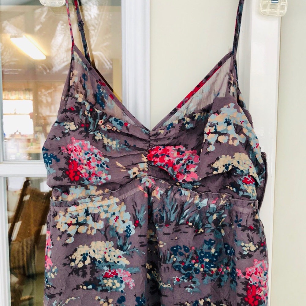 American Eagle Grey Floral Spaghetti Strap Dress